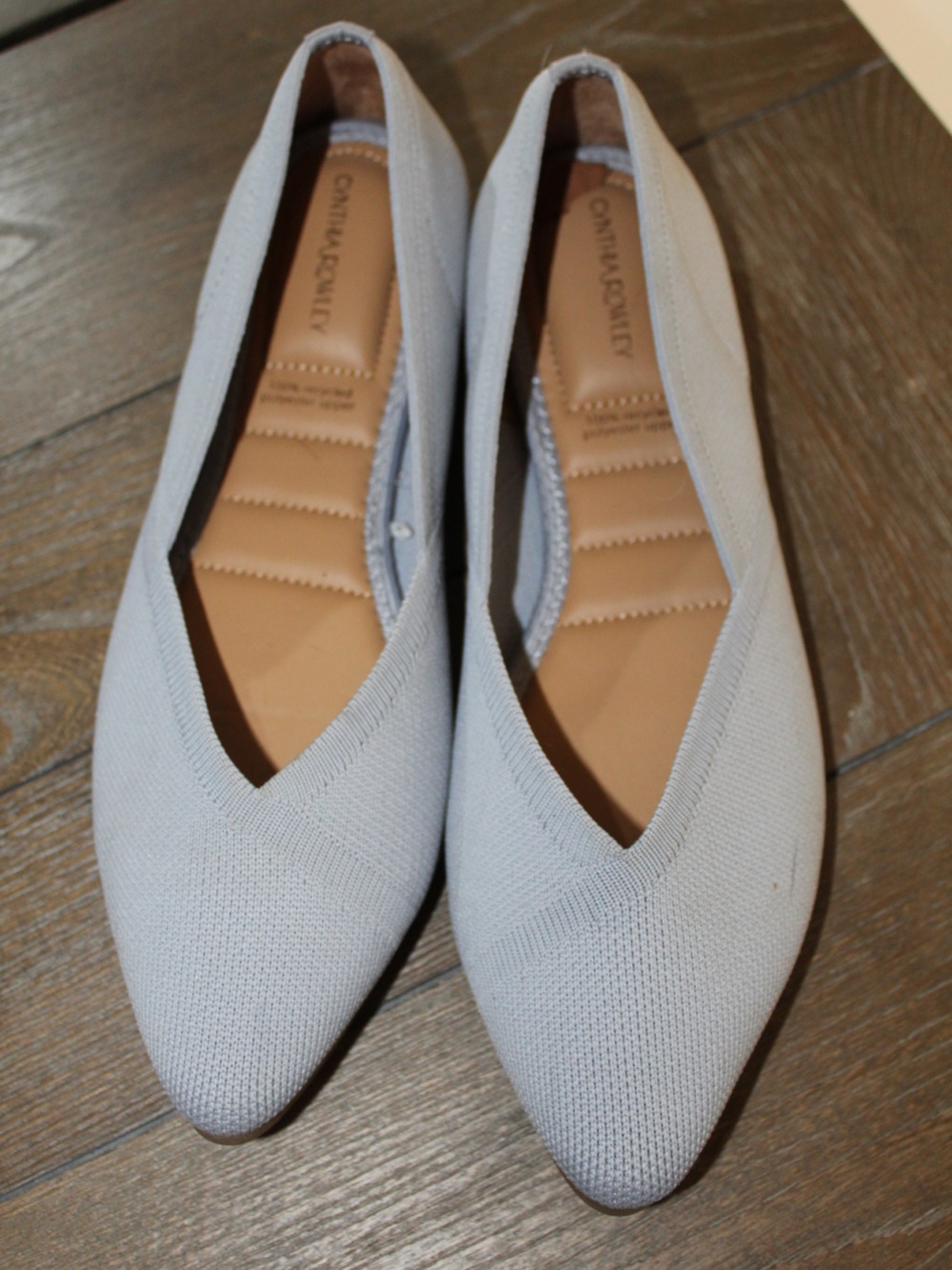 Cynthia Rowley Light Gray Knit Pointed-Toe Slip-On Flats